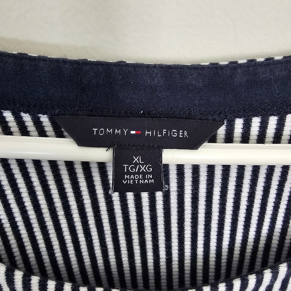 Tommy Hilfiger Navy and White Striped Blouse Women's Sz XL - Picture 4 of 9